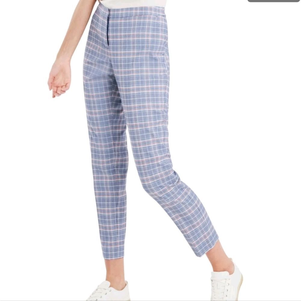 RILEY&RAE Womens Blue Plaid Cropped Pants 0